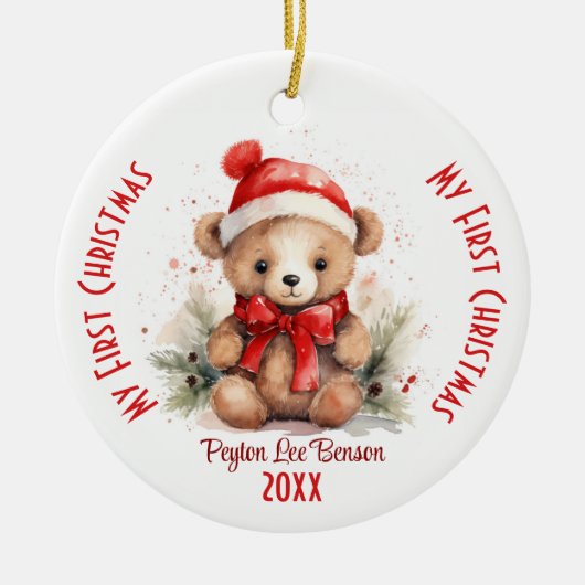 Mein erster Weihnachts-Individuelle Name Weihnacht Keramik Ornament (Vorne)