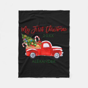 Mein erster Weihnachts-LKW Candy Canes Grün Rot Ba Fleecedecke