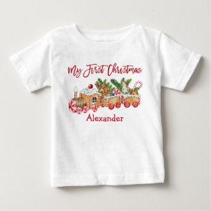 Mein erster Weihnachts-Pfefferkuchenzug rote Süßig Baby T-shirt