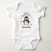 Mein erster Weihnachts Pinguin Baby Name Bodysuit Baby Strampler (Vorderseite)
