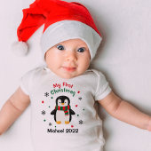 Mein erster Weihnachts Pinguin Baby Name Bodysuit Baby Strampler