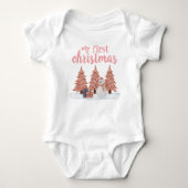 Mein erster Weihnachts Pink Trees Snowman und Gesc Baby Strampler (Vorderseite)