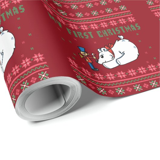 Mein erster Weihnachts-Polar-Bär hässlich Weihnach Geschenkpapier (Rolleneckpunkt)