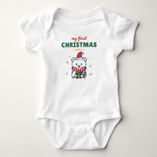 Mein erster Weihnachts-Polarbär mit personalisiert Baby Strampler