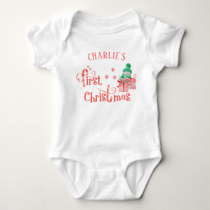 Mein erster Weihnachts-Schneemann mit Geschenken Baby Strampler