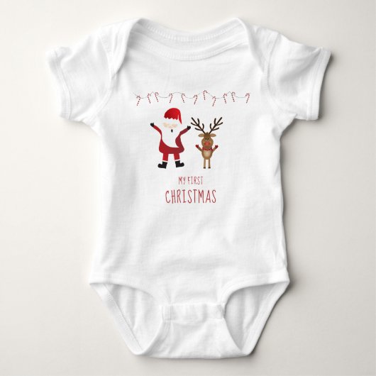 Mein erster Weihnachts-Weihnachtsmann Reindeer Baby Strampler (Vorderseite)