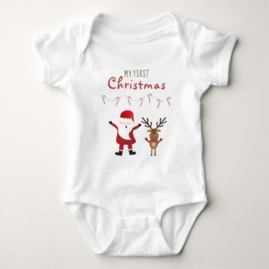 Mein erster Weihnachts-Weihnachtsmann Reindeer Baby Strampler (Vorderseite)