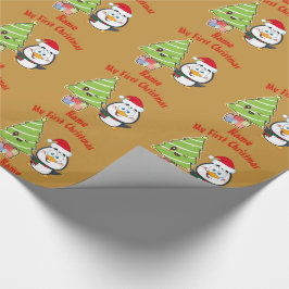 Mein erster Weihnachtsblitz GIFTWRAP Pinguin Perso Geschenkpapier