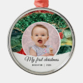 Mein erster Weihnachtsfest-Glitzer Ornament Aus Metall (Vorne)