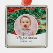 Mein erster Weihnachtsfest-Glitzer Ornament Aus Metall (Vorne)