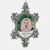 Mein erster Weihnachtsfest-Glitzer Schneeflocken Zinn-Ornament (Links)