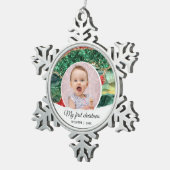 Mein erster Weihnachtsfest-Glitzer Schneeflocken Zinn-Ornament (Rechts)