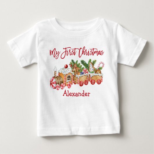 Mein erster Weihnachtsgingerbrotzug Red Candy Baby T-shirt (Vorderseite)