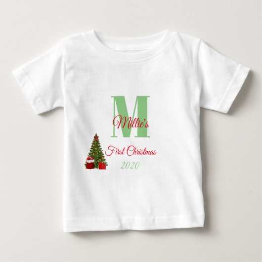 Mein erster Weihnachtsgrün-Rot-Baum Baby T-shirt (Vorderseite)