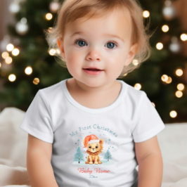 Mein erster Weihnachtsjunge Löwe-Individuelle Name Baby T-shirt