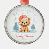 Mein erster Weihnachtsjunge Löwe-Individuelle Name Ornament Aus Metall (Vorne)