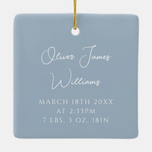 Mein erster Weihnachtsjunge Stats Foto Script Keramikornament (Rückseite)