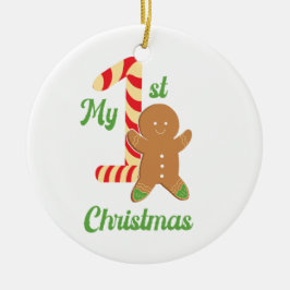 Mein erster Weihnachtsmann auf einem Keramik Ornament