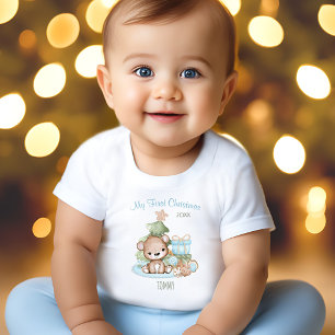 Mein erster Weihnachtsname Baby Bear Weihnachtsbau Baby T-shirt