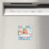 Mein erster Weihnachtsname Datum Foto Rot/Bl Text Magnet (In Situ (Geschirrspüler))