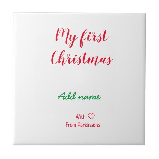 Mein erster Weihnachtsname Familienname mit Liebe Fliese (Vorderseite)