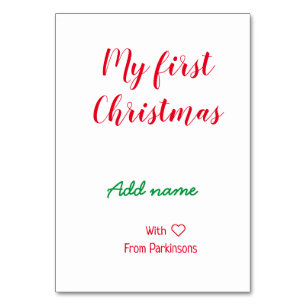 Mein erster Weihnachtsname Familienname mit Liebe Tischnummer