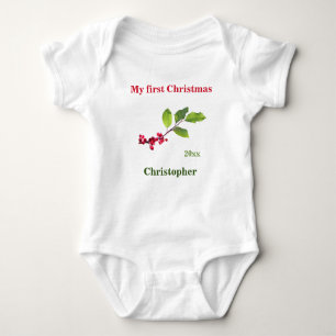 Mein erster Weihnachtsname Jahr Heilige Beere T - Baby Strampler
