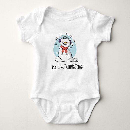 Mein erster Weihnachtsschneemann Baby Strampler (Vorderseite)