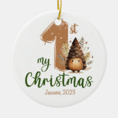 Mein erster Weihnachtswasserkornname Retro Keramik Ornament (Vorne)