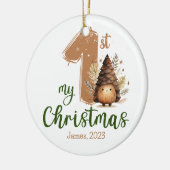 Mein erster Weihnachtswasserkornname Retro Keramik Ornament (Links)