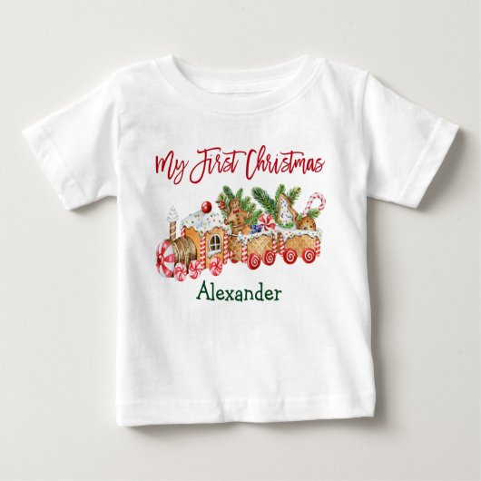 Mein erster Weihnachtszug Red Candy Gingerbread Zu Baby T-shirt (Vorderseite)