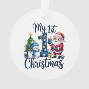 Mein erstes 1. Weihnachten Blau Baby Junge Xmas Sc Ornament