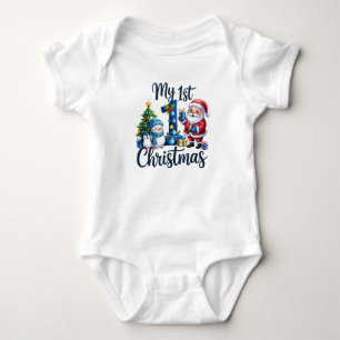 Mein erstes 1. Weihnachten Blau Baby Junge Xmas Sc Strampler