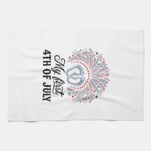 Mein erstes 4. Juli Baby Füße Patriotisches Shirt Geschirrtuch