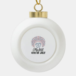 Mein erstes 4. Juli Baby Füße Patriotisches Shirt Keramik Kugel-Ornament