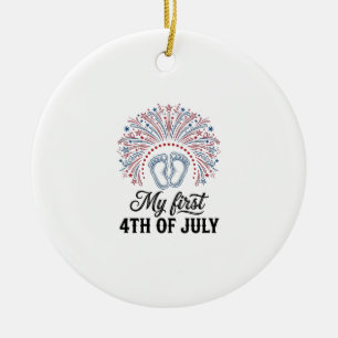 Mein erstes 4. Juli Baby Füße Patriotisches Shirt Keramik Ornament