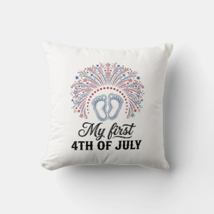 Mein erstes 4. Juli Baby Füße Patriotisches Shirt Kissen