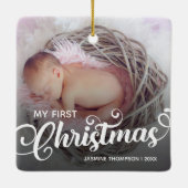 Mein erstes Baby Weihnachts-Foto Keramikornament (Rückseite)