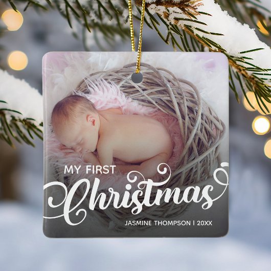 Mein erstes Baby Weihnachts-Foto Keramikornament