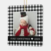 Mein erstes Black Buffalo Kariert Baby Foto Keramikornament (Links)