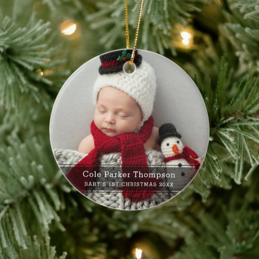Mein erstes Black Strip Custom Baby Foto Keramik Ornament (Baum)