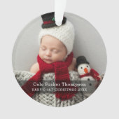 Mein erstes Black Strip Custom Baby Foto Ornament (Vorderseite)