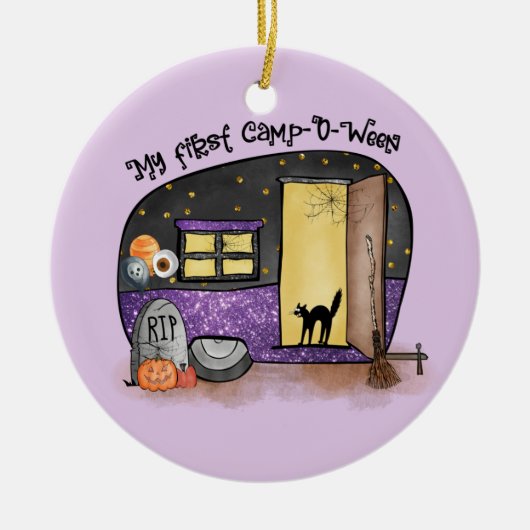 Mein erstes Camp-O-Ween | Halloween-Camping Keramik Ornament (Vorne)