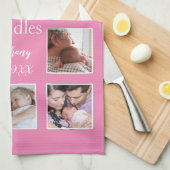 Mein erstes Cuddles 10 Foto Name Neugeborenes Rosa Geschirrtuch (Viertel Falte)