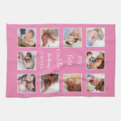 Mein erstes Cuddles 10 Foto Name Neugeborenes Rosa Geschirrtuch (Horizontal)