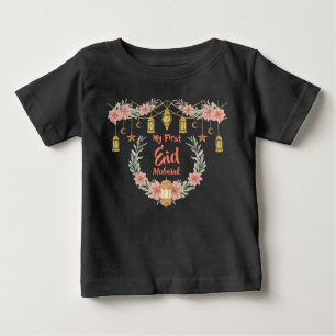Mein erstes Eid Mubarak Süße Blumenlampe Mond Ster Baby T-shirt