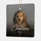 Mein erstes Foto für Weihnachten - Elegantes Skrip Keramikornament (Links)