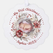 Mein erstes Foto mit Blumenkranz Ornament Karte (Vorderseite)