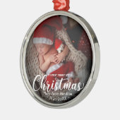 Mein erstes fröhliches kleines Weihnachts-Neugebor Ornament Aus Metall (Links)