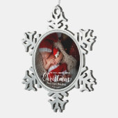 Mein erstes fröhliches kleines Weihnachts-Neugebor Schneeflocken Zinn-Ornament (Rechts)